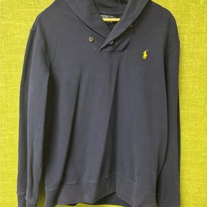Polo Ralph Lauren Shawl Collar Hoodie Navy Blue Pullover Sweatshirt Men’s Size L